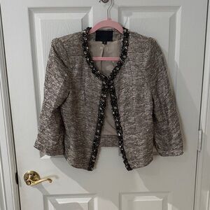 Elegant Women's Tweed Jacket with Beaded Trim marna Ro sz large